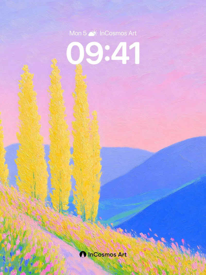 Pastel Hush Wallpaper with Golden Trees