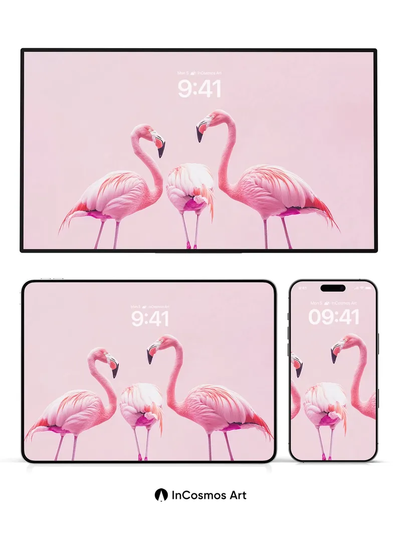 Serenity Flamingo Wallpaper with Soft Pink Hues