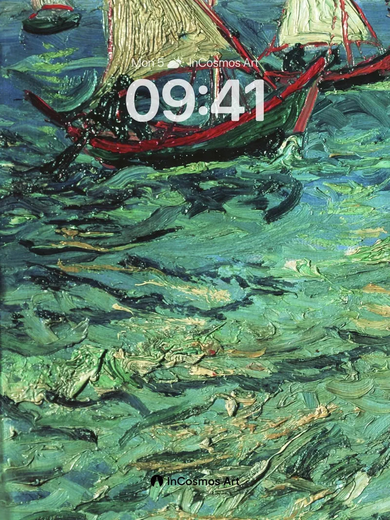 Whirlwind Sea Wallpaper with Van Gogh's Brushfire