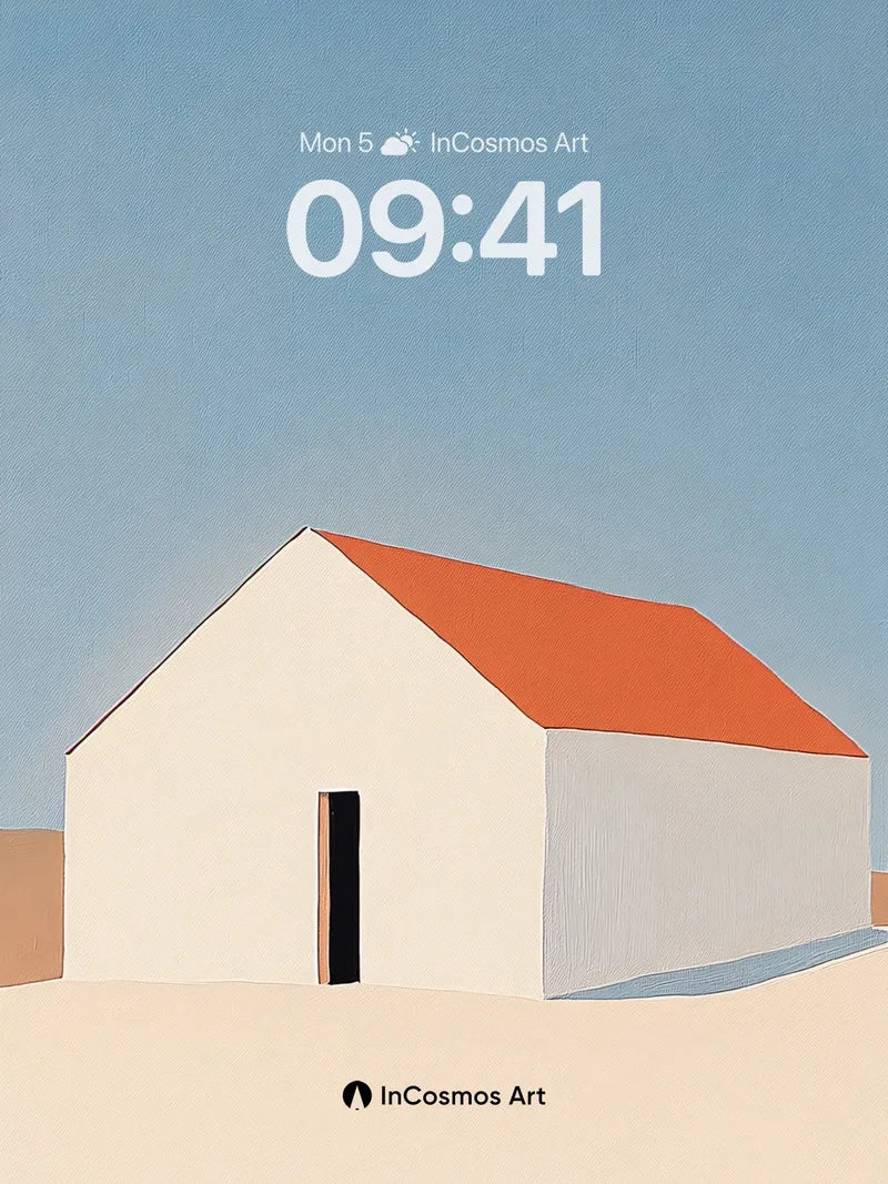 Desert Stillness Wallpaper with Orange Roof