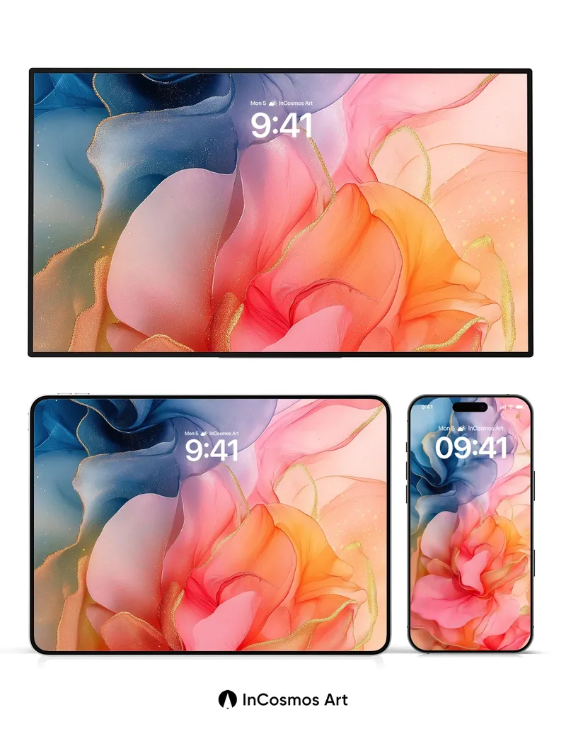 Luminous Bloom Wallpaper with Ethereal Veils