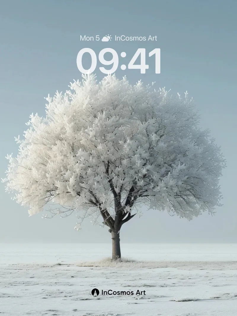 Silent Frost Tree Wallpaper with Ethereal Light