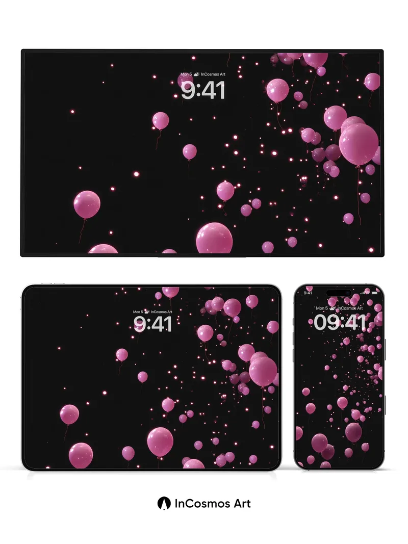 Floating Rose Hues Wallpaper with Celestial Dust