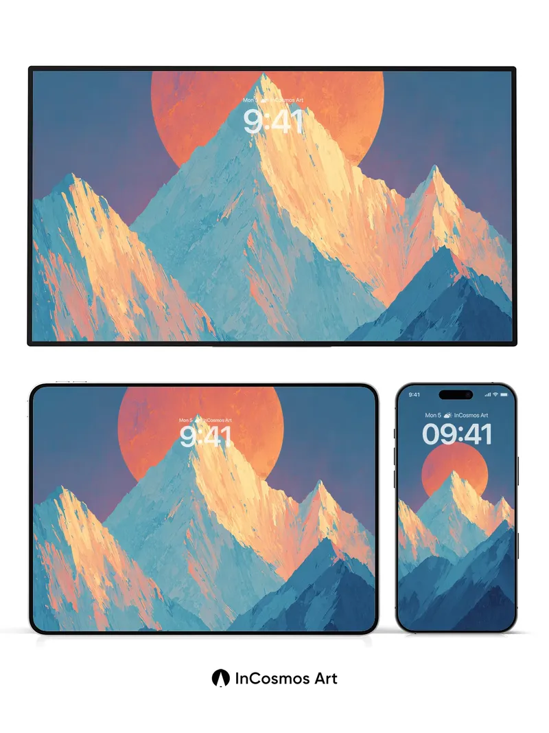 Serene Peak Sunset Wallpaper with Warm Glow