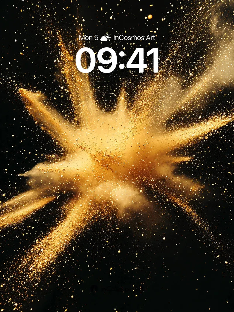 Golden Dust Explosion Wallpaper with Cosmic Sparkle