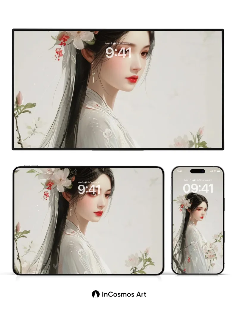 Serene Blossom Wallpaper with Ethereal Veil