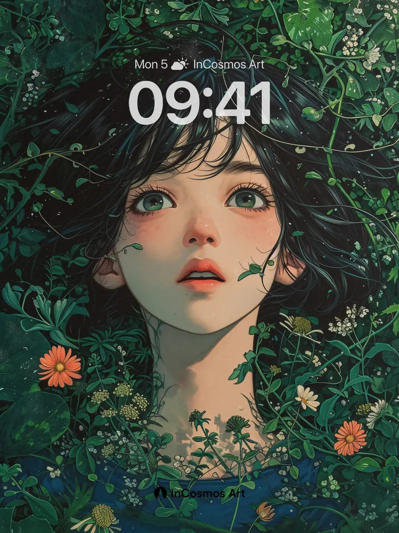 Whispering Vine Wallpaper with Starlit Eyes