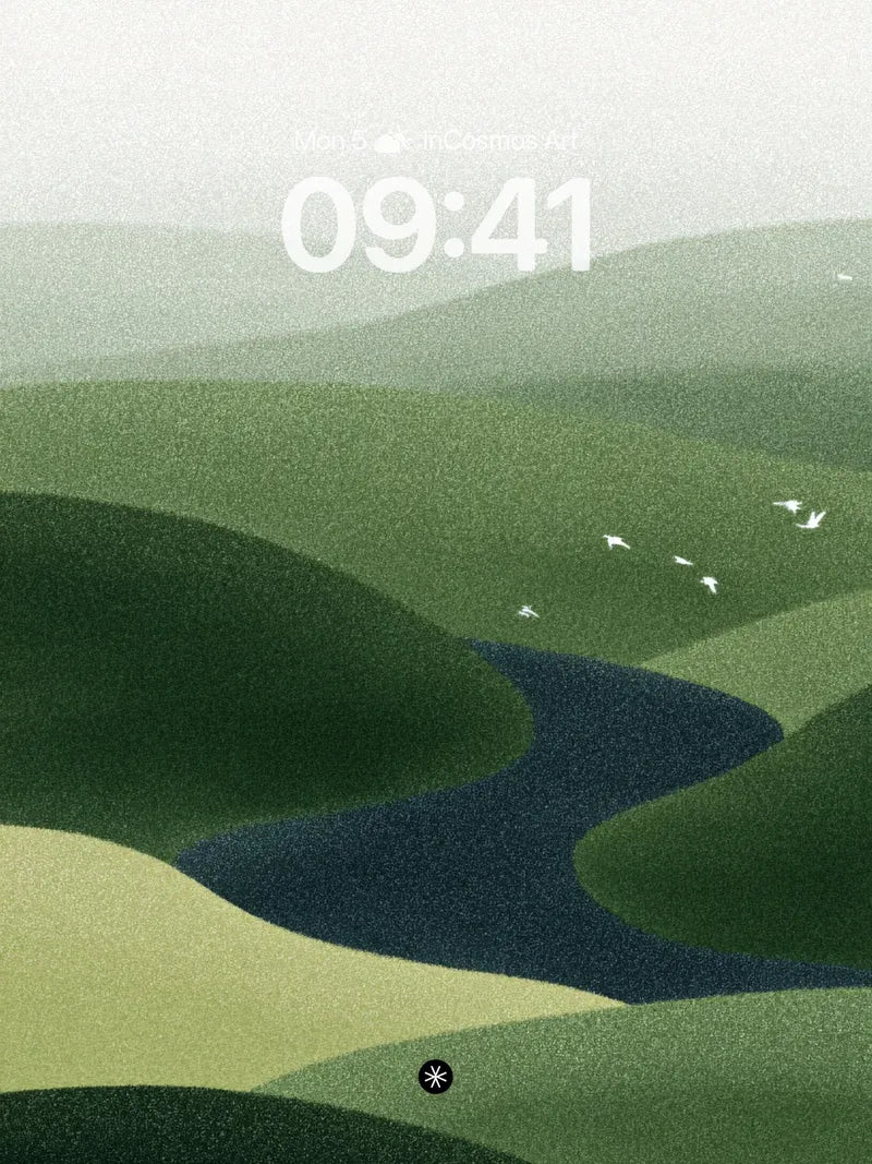 Serene River Wallpaper in Misty Hills wallpaper for iPhone, iPad & Mac