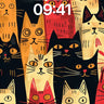 Whimsical Feline Parade Wallpaper with Playful Patterns wallpaper for iPhone, iPad & Mac