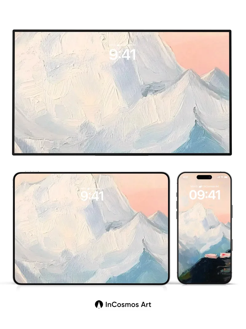 Silent Summit Wallpaper with Pink Canvases