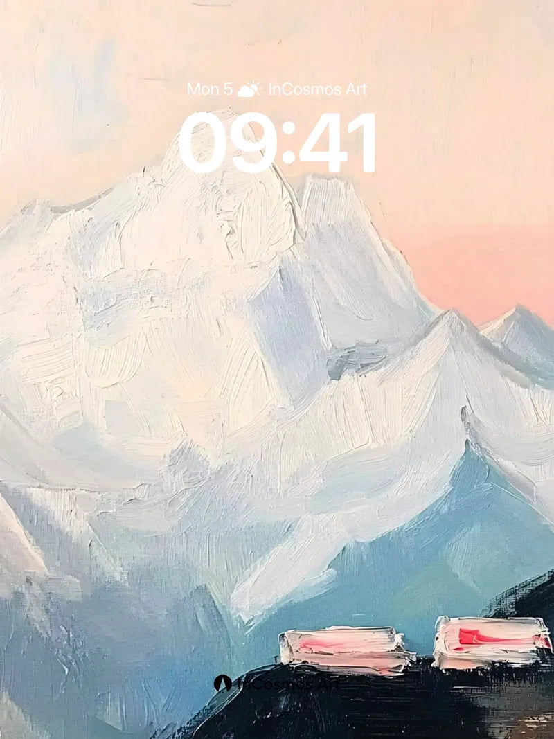 Silent Summit Wallpaper with Pink Canvases