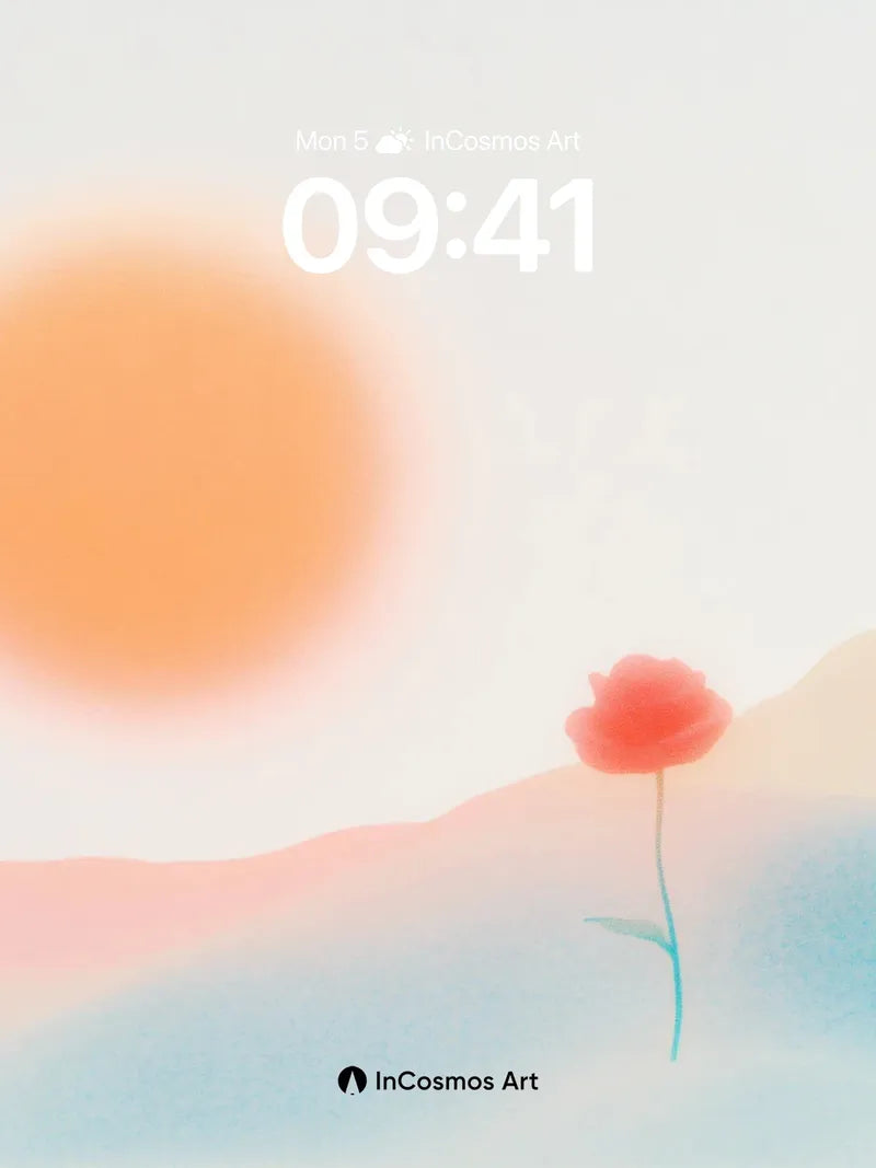 Serene Horizon Wallpaper with Solitary Poppy