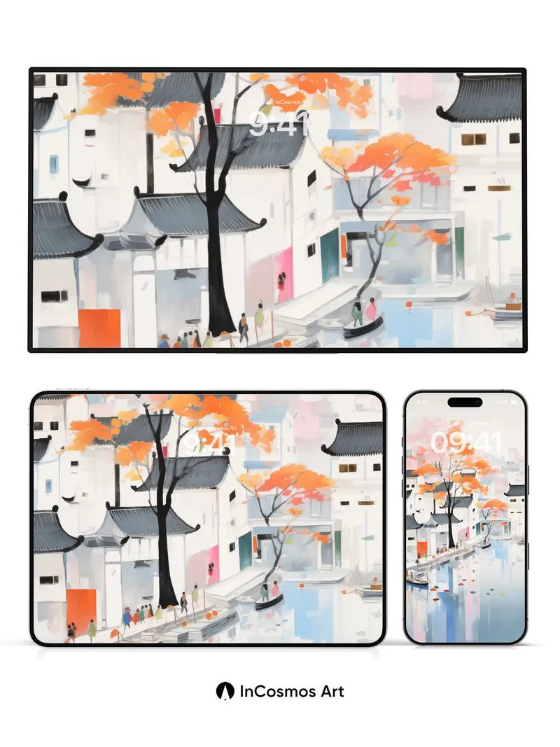 Autumn Whisper Wallpaper with Floating Canopy