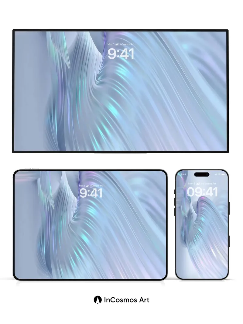 Luminous Flow Wallpaper with Iridescent Veins