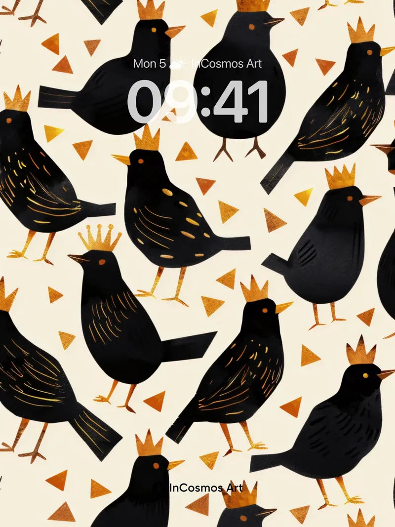 Regal Crow Wallpaper with Golden Crowns wallpaper for iPhone, iPad & Mac
