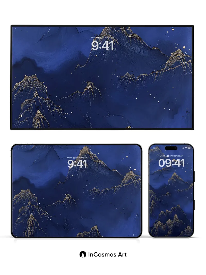 Stellar Ridge Wallpaper with Gold Veins