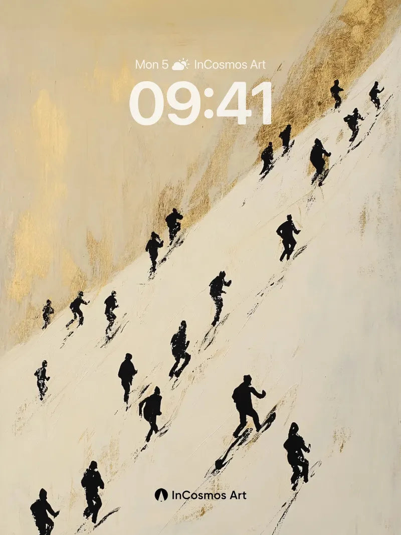 Silhouetted Ascent Wallpaper with Golden Hues