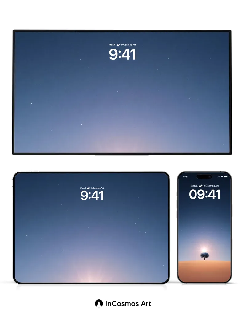 Solitary Radiance Wallpaper with Starlit Horizon