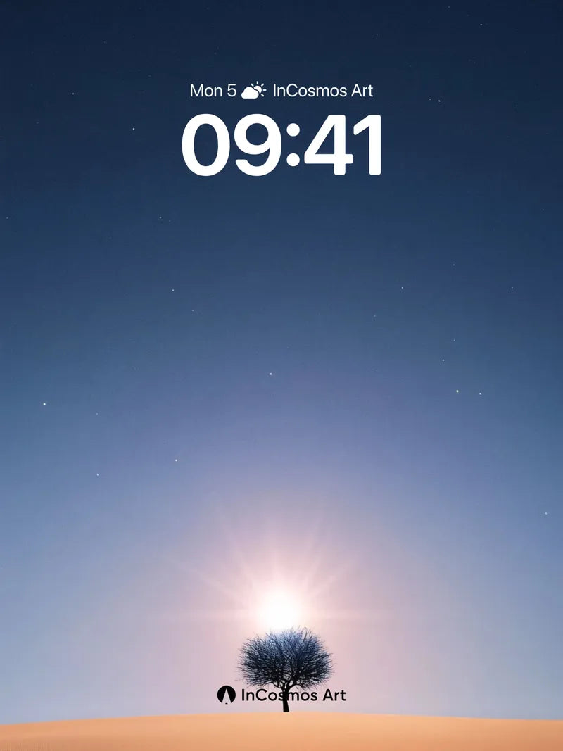 Solitary Radiance Wallpaper with Starlit Horizon