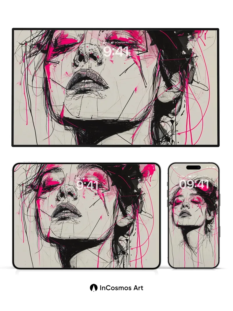 Neon Fracture Wallpaper with Dripping Lines