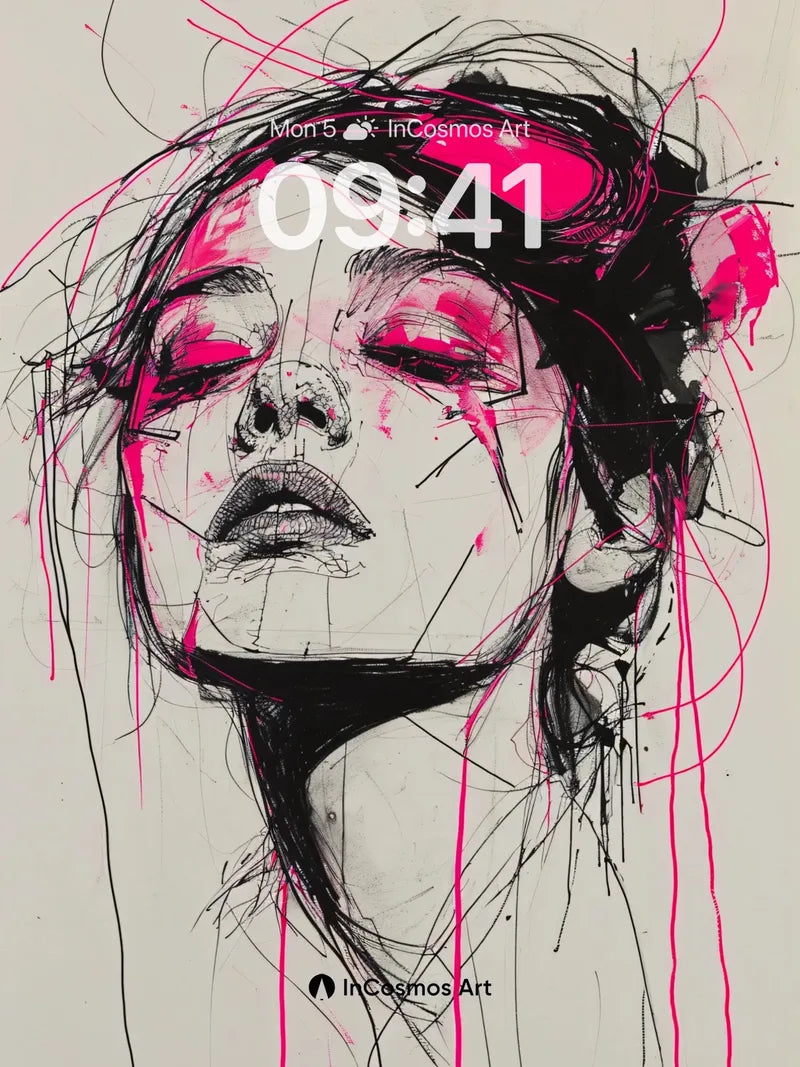 Neon Fracture Wallpaper with Dripping Lines