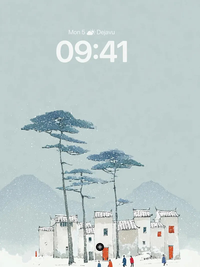 Snowy Village Wallpaper