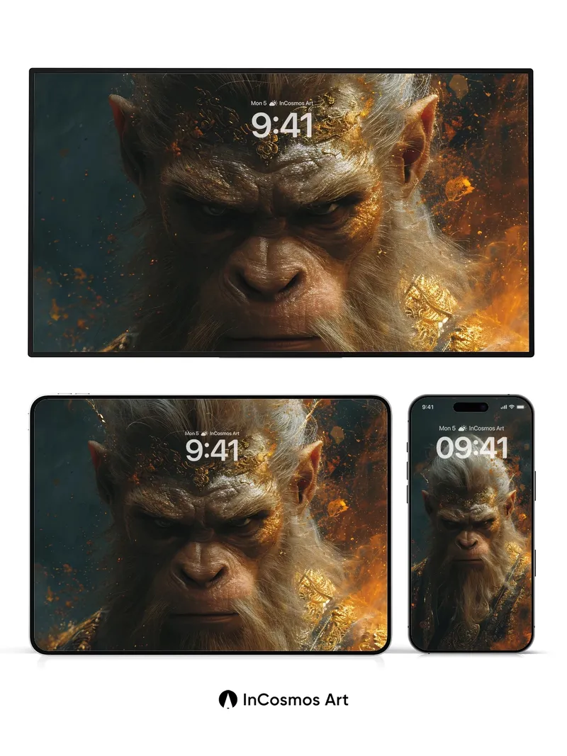 Fiery Wisdom Wallpaper with Ancient Monkey King