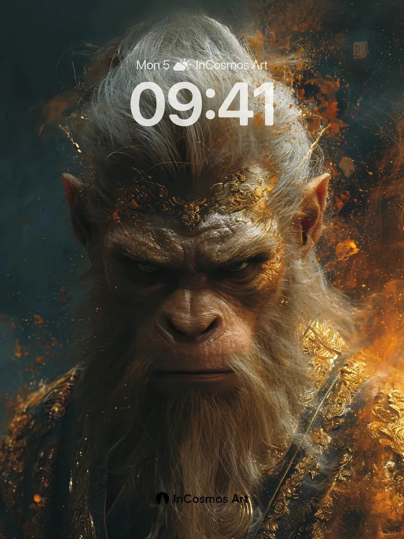 Fiery Wisdom Wallpaper with Ancient Monkey King