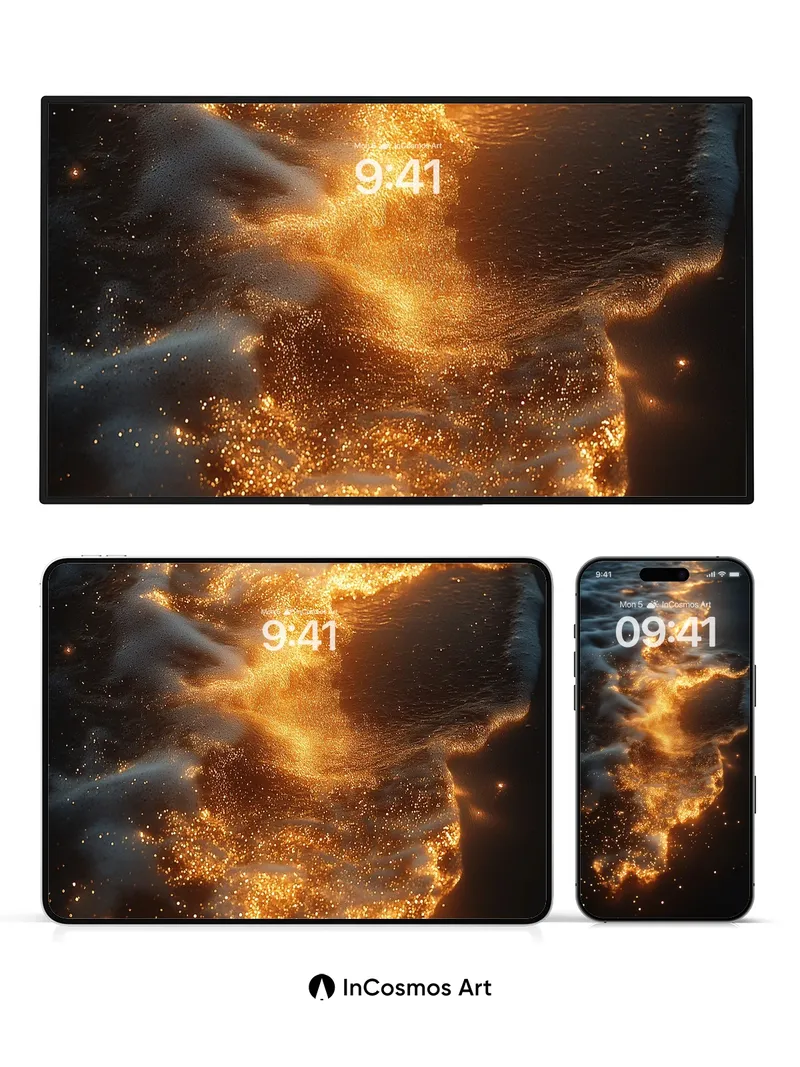 Golden Tide Wallpaper with Starlight Foam