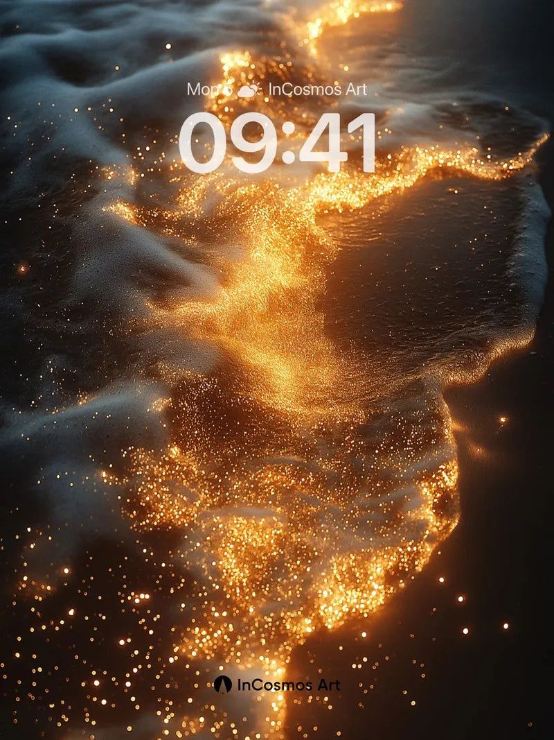 Golden Tide Wallpaper with Starlight Foam