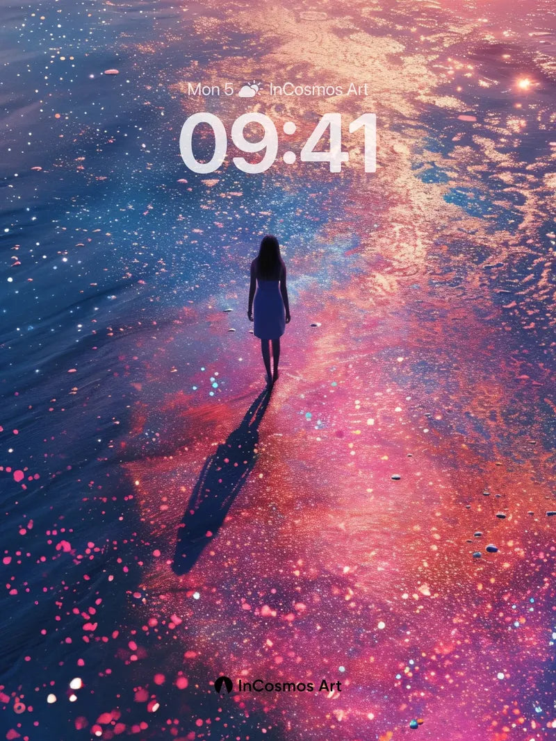 Cosmic Tide Wallpaper with Starlit Path