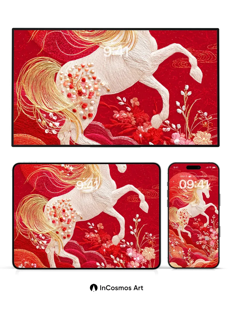 Ember骏马 Wallpaper with Silk Bloom