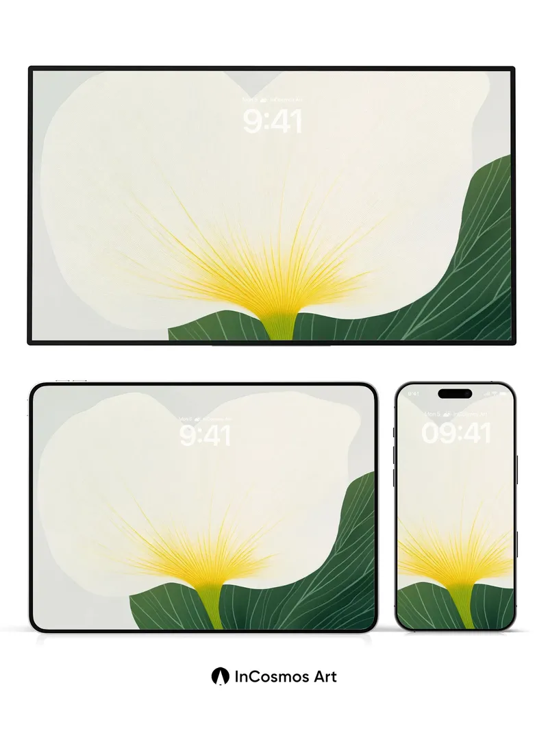 Serene Bloom Wallpaper with Golden Heart