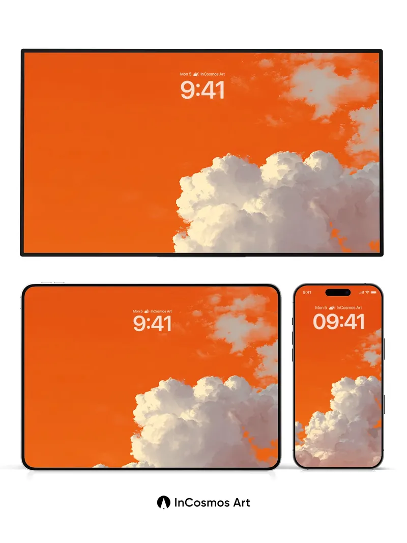 Crimson Sky Wallpaper with Cloud Canopy