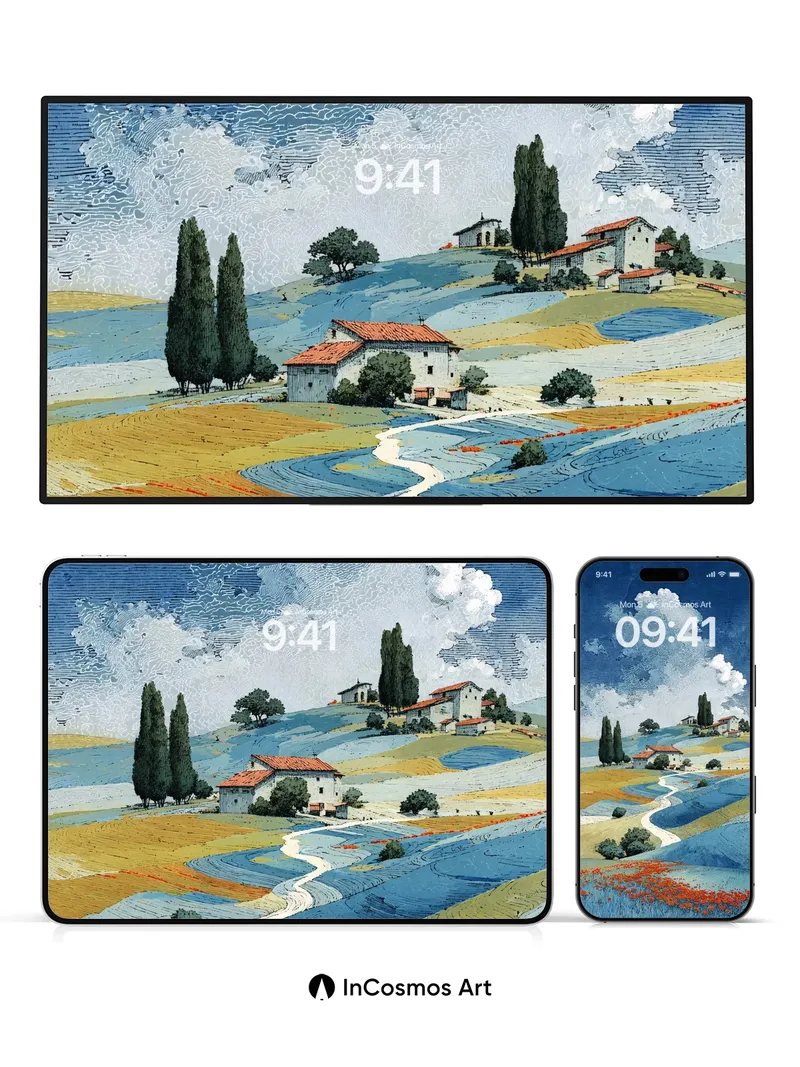 Serenity in Terracotta Fields Wallpaper with Whispers of Wind