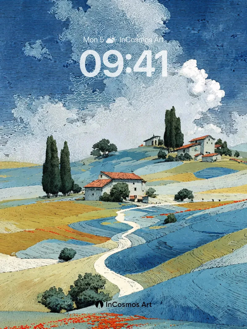 Serenity in Terracotta Fields Wallpaper with Whispers of Wind