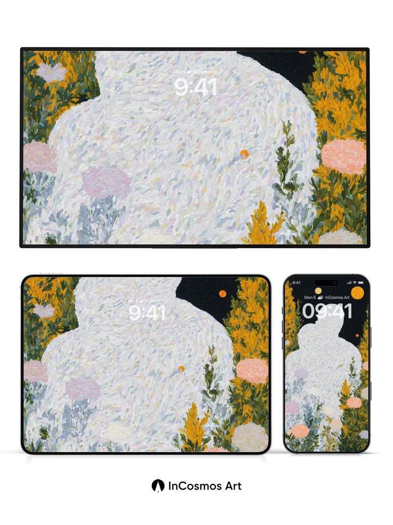 Luminous Embrace Wallpaper with Celestial Bloom