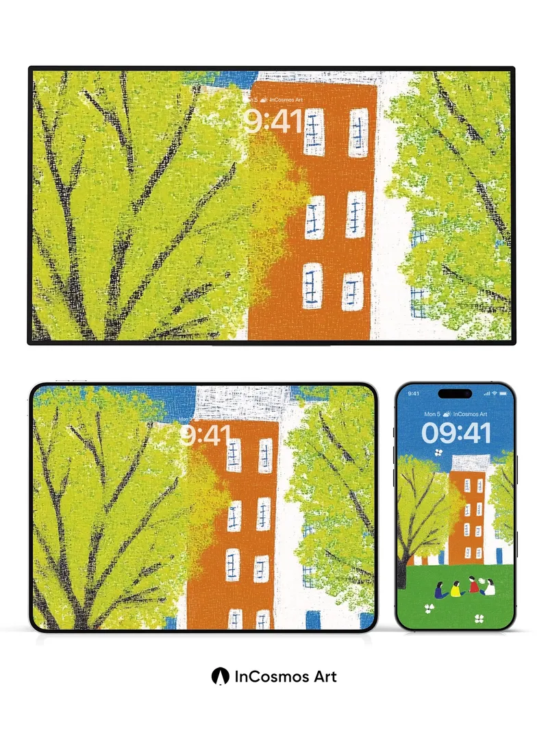 Serenity Garden Wallpaper with Whispering Trees