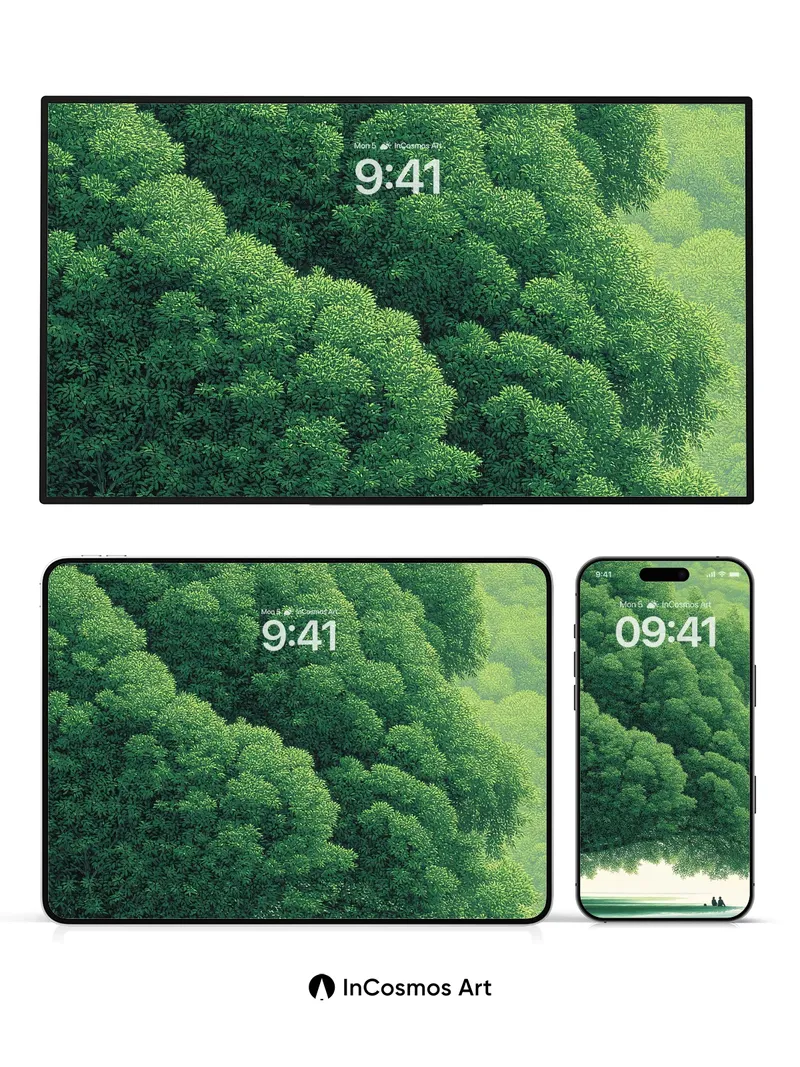 Serenity Under Canopy Wallpaper with Whispering Leaves