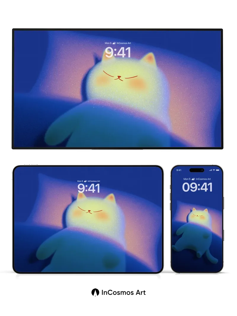 Luminous Slumber Wallpaper with Glowing Fur