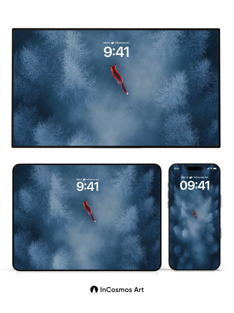 Frostbound Fox Wallpaper with Ethereal Mist