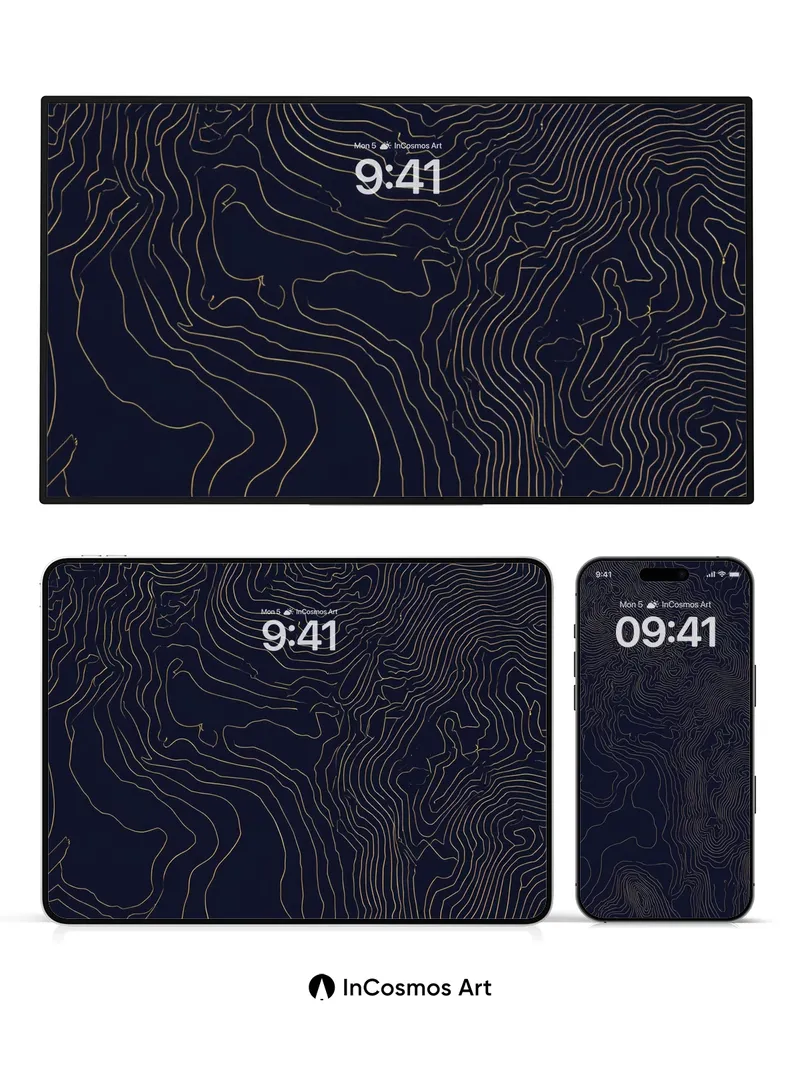 Silent Contour Wallpaper with Golden Veins