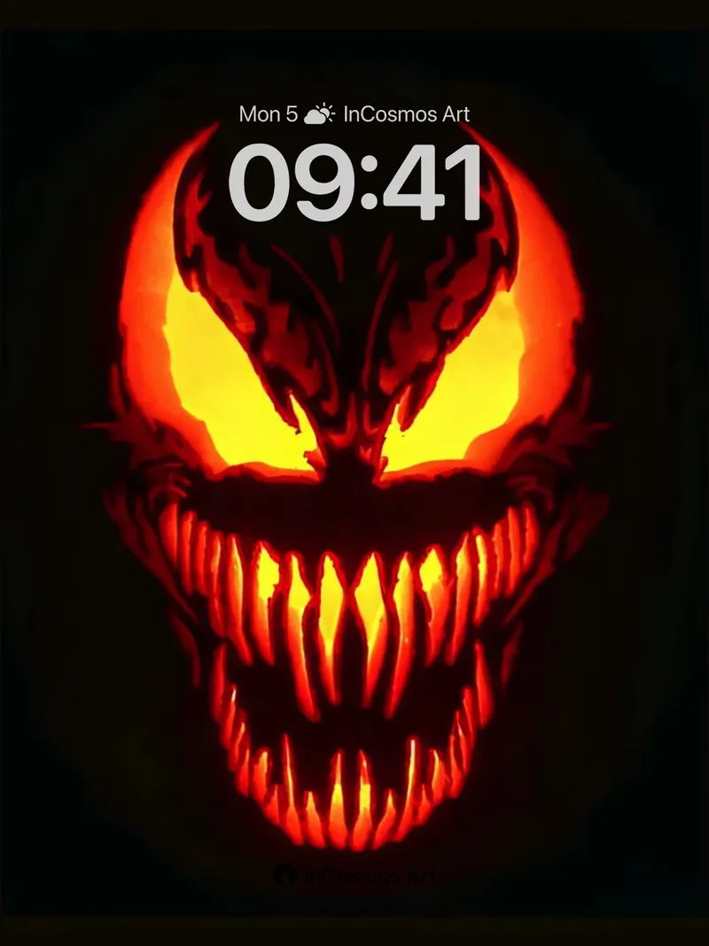 Fiery Venom Wallpaper with Glowing Teeth