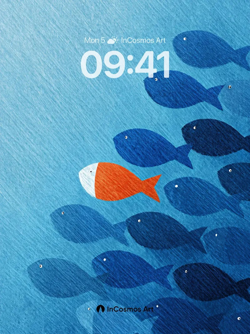 Calm Ocean Current Wallpaper with One Bold Swimmer wallpaper for iPhone, iPad & Mac