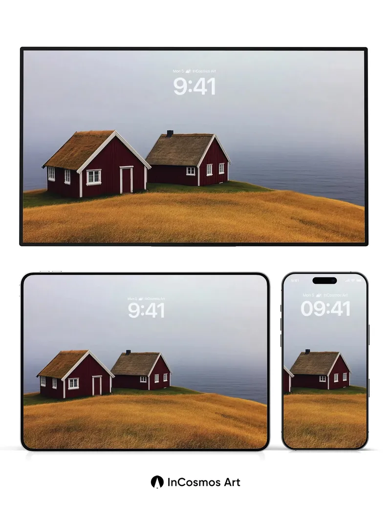 Serenity Ridge Wallpaper with Rustic Cottages