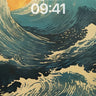 Crimson Surge Wallpaper with Hokusai's Wave wallpaper for iPhone, iPad & Mac