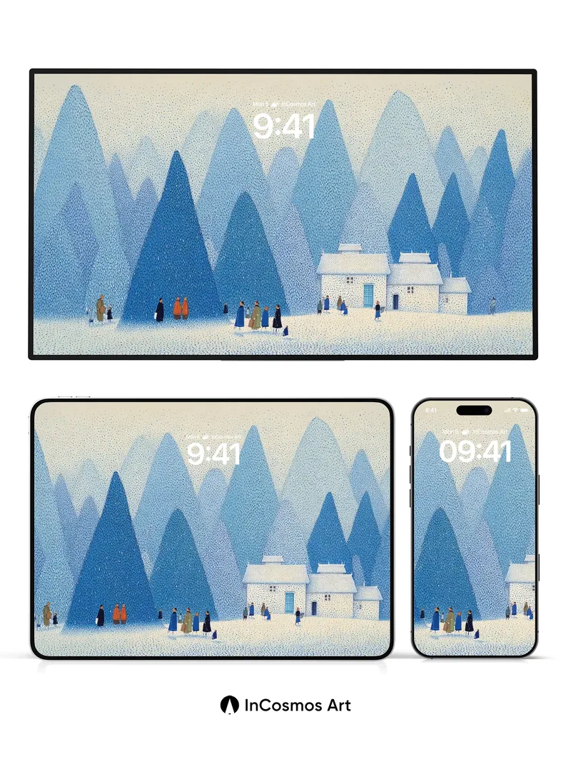 Serenity Peaks Wallpaper with Frozen Whispers