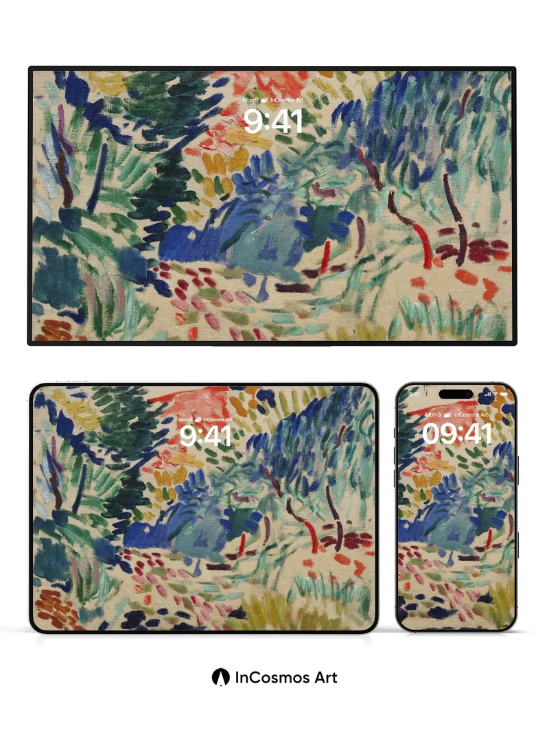 Whimsical Garden Wallpaper with Matisse Colors