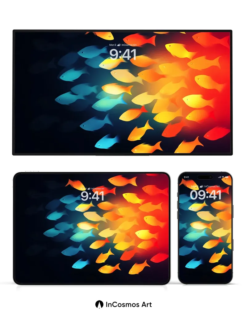 Chromatic Swarm Wallpaper with Solar Pulse