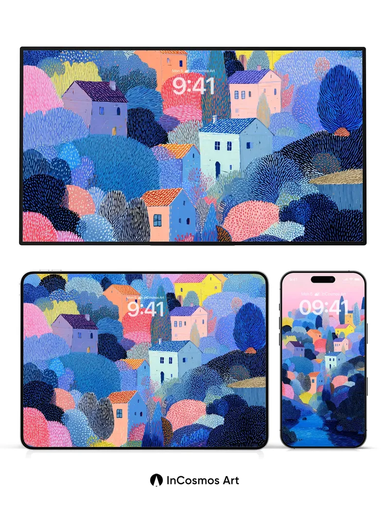 Whispering Village Wallpaper in Pastel Haze
